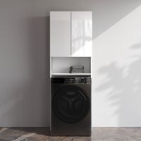 X-Joy Шкаф над стир.машиной с дверями и открытой полкой, узкий, 65 см, белый арт-M85CSX06521WG1 — фото 6, Шкафы для ванной