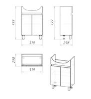 Тумба напольная "ПОЛО-55 см" (разобранный вид) дуб сонома/белая (ум.Уют-55) 105501-1 — фото 2, Тумбы под раковину