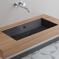 Раковина Scarabeo TEOREMA 2.0 встраиваемая снизу с переливом без отверстий цвет черный матовый арт-5136 49 — фото 1, Раковины встраиваемые снизу