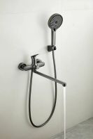 Смеситель для ванны с длинным изливом и душем BELZ, оружейная сталь, арт-B22713-3 — фото 3, Смеситель для ванны