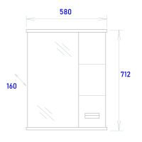 Зеркало-шкаф Onika Балтика Black 58.01 LED-светильник, правосторонний, белый арт-205846 — фото 5, Зеркальные шкафы в ванную