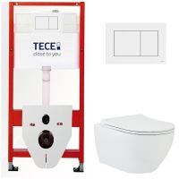 КОМПЛЕКТ TECE + beWash: 9400413 Инсталляция для подвесного унитаза TECE + BeWash Bogen Унитаз подвесной безободковый с сиденьем микролифт белый глянец 88303201 арт-TC413303201 — фото 2, Комплекты унитаз + инсталляция