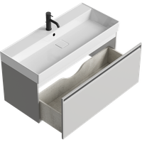 Товар: Подвесная тумба 100 см с одним ящиком в цвете серый туман, с умывальником PUR0110ST - фото 2 Подвесная тумба 100 см с одним ящиком в цвете серый туман, с умывальником PUR0110ST — фото 2, Тумбы с раковиной