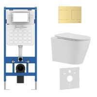 Комплект 3в1 IBERICA BLANCA инсталляция SILENCIO, унитаз BURGOS ALTO белый, кнопка смыва INOX-R золото матовое (IB001.BRA.234.1503) — фото 1, Комплекты унитаз + инсталляция