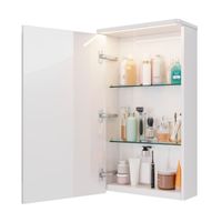 Шкаф зеркальный Lemark ZENON 45х80 см 1 дверный, петли слева, с козырьком-подсветкой, с розеткой, цв арт-LM45ZS-Z — фото 1, Зеркальные шкафы в ванную