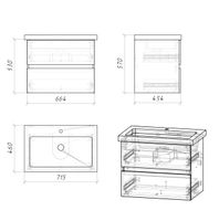 Тумба подвесная "ЮНИТ-70 см" с 2-я ящ. кадена вуд (ум.Фостер-70) 2070131 — фото 5, Тумбы под раковину