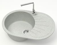 Кухонная мойка AZARIO Flora 730x450x215 искусственный мрамор, цвет светло серый арт-CS00079916 — фото 1, Кухонные мойки