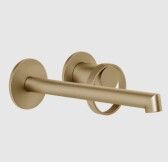 Смеситель для раковины, Gessi, Anello, тип открывания воды-однорычажный, тип регулирования воды-керамический картридж, монтаж-настенный встраиваемый, отверстия для монтажа-2, высота, мм-82, вынос излива, мм-175-205, тип излива-неподвижный, донный клапан-отсутствует, тип подводки-жесткая, стандарт подвода воды-1/2", внутренняя часть-необходимо заказать, цвет-Warm Bronze Br. PVD арт-63383.726 — фото 1, Смесители для раковины