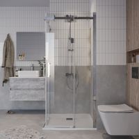 Душевое ограждение Grossman Classic (90х90х195) квадрат,раздвижная,хром,стекло прозрачное, 2 места арт-300.K33.04.9090.10.00 — фото 3, Квадратные душевые уголки