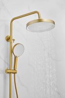 Душевая система с тропическим душем и смесителем BELZ, брашированное золото, арт-B24713-5 — фото 5, Душевые стойки