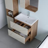 Тумба с раковиной и нишей Бриклаер , латте/дуб крафт табачный арт-КРИСТАЛЛ 70L — фото 9, Тумбы с раковиной