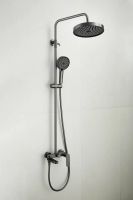 Душевая система с тропическим душем и смесителем BELZ, оружейная сталь, арт-B24713-3 — фото 2, Душевые стойки