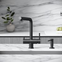 Смеситель для кухни SANCOS Spin с поворотным и вытяжным изливом, c краном для фильтрованной воды, цвет черный матовый, арт. арт-SC4015MB — фото 4, Смесители для кухни