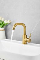 Смеситель для раковины BELZ , брашированное золото арт-B10810-5 — фото 3, Смесители для раковины