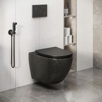 Унитаз подвесной Grossman GR-4455BBLS (480х365х370) безободковый,черный глянцевый с тонкой крышкой,микролифт,1 место — фото 4, Подвесные унитазы