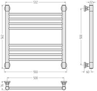 Полотенцесушитель водяной Сунержа Богема+ прямая 500х500 Матовое золото арт-032-0220-5050 — фото 2, Водяные полотенцесушители