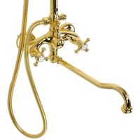 PRESTIGE Душевой настенный гарнитур (см-ль д/ванны/колонна ARCO/верхн.душ/шланг/ручной душ), золото арт-32783 — фото 3, Душевые стойки