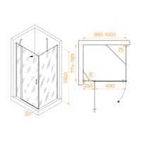 Душевой уголок RGW LE-044 (LE-004+Z-14) 1000x800 арт-06124408-11 — фото 1, Прямоугольные душевые уголки
