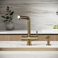 Смеситель для кухни SANCOS Spin с поворотным и вытяжным изливом, c краном для фильтрованной воды, цвет брашированное золото, арт. арт-SC4015BG — фото 4, Смесители для кухни