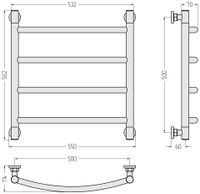 Полотенцесушитель водяной Сунержа Галант+ 500х500 Матовый чёрный арт-31-0200-5050 — фото 2, Водяные полотенцесушители