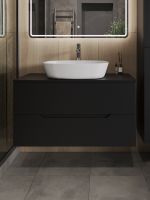 Orange Line Li-100TubMDF+B08-500W тумба с раковиной подвесная 100 см, черный/белый Li-100TubMDF+B08-500W — фото 3, Тумбы с раковиной