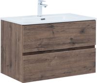 Тумба под раковину Aquanet Алвита New 80 2 ящика, дуб веллингтон табак арт-00334186 — фото 1, Тумбы под раковину