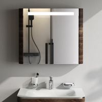 Sensation, зеркало, зеркальный шкаф, левый, 80 см, с подсветкой, орех, текстурированная арт-M30MCL0801NF — фото 2, Зеркальные шкафы в ванную