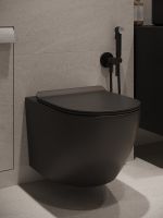 Agger Унитаз подвесной безободковый черный с инсталляцией, микролифт, кнопка смыва белая арт-ATI03144+APB288 — фото 8, Комплекты унитаз + инсталляция