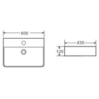 Раковина накладная Azario 600х420х120 прямоугольная, белый матовый арт-AZ-2173-MW — фото 3, Раковины накладные