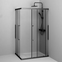 Душевое ограждение Func Square Slide 120х80, черный, прозрачное арт-W84G-403-12080-BT — фото 4, Прямоугольные душевые уголки