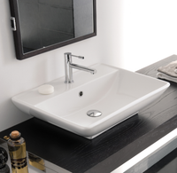 Раковина Scarabeo KYLIS накладная с переливом с одним отверстием цвет белый арт-8046/R — фото 2, Раковины накладные