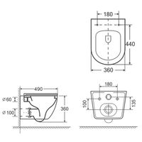 Унитаз подвесной Azario Blanco 360х490х360 безободковый, система слива "Торнадо", быстросъемное сиденье микролифт арт-AZ-9003WT — фото 13, Подвесные унитазы