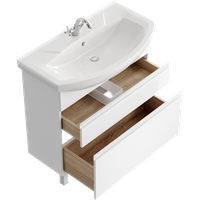 Напольная тумба 88 см с двумя ящиками в белом цвете, с умывальником ROD01082N — фото 2, Тумбы с раковиной