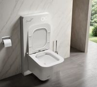 Модуль - инсталляция из белого стекла Ceruttispa, приставная, для подвесных унитазов арт-G111W — фото 1, Инсталляции для унитазов