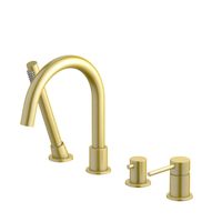 AQ1348BG ЕВРОПА смеситель на борт ванны на 4 отв., шлиф. золото — фото 1, Смесители на борт ванны