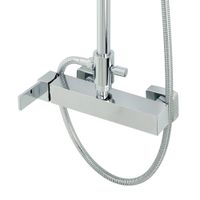 KVANT Душевой настенный гарнитур (см-ль д/душа-упр.сбоку/колонна душ/верхн.душ/шланг/ручн.душ),хром арт-31858 — фото 2, Душевые стойки