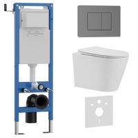 Комплект 3в1 IBERICA BLANCA инсталляция SILENCIO MINI, унитаз BURGOS ALTO белый, кнопка смыва INOX-C вороненая сталь (IB.001M.BRA.234.1180) — фото 1, Комплекты унитаз + инсталляция