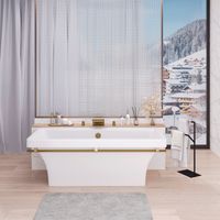 Ванна CRETE 180см из литьевого мрамора NOVA GEL с бронзовым полотенцедержателем/ Aqua de Marco 1180WBKRI_GEL — фото 2, Ванны