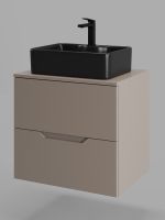 Orange Line Li-60TuLMDF+B01-475MB тумба с раковиной подвесная 60 см, латте/черный Li-60TuLMDF+B01-475MB — фото 5, Тумбы с раковиной