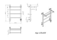 Полотенцесушитель электрический Grota App 430х600 черный App 430х600 RAL9005 EL — фото 2, Электрические полотенцесушители