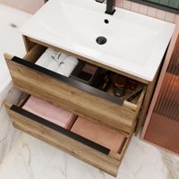 Тумба под раковину подвесная La Fenice Tesoro FNC-01-TES-DKK-100-2, коричневый — фото 4, Тумбы под раковину