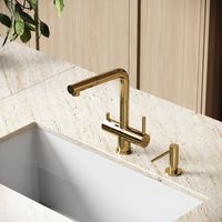 Смеситель для кухни SANCOS Spin с поворотным и вытяжным изливом, c краном для фильтрованной воды, цвет полированное золото, арт. SC4015ZG — фото 3, Смесители для кухни