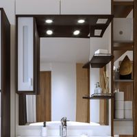 Товар: Зеркало со шкафом Бриклаер БАЛИ 90 см левое, венге/белый 4627125411854 - фото 1 Зеркало со шкафом Бриклаер БАЛИ 90 см левое, венге/белый 4627125411854 — фото 1, Шкафы для ванной