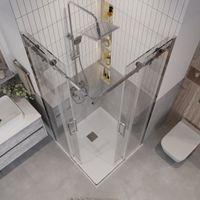 Душевое ограждение Grossman Classic (90х90х195) квадрат,раздвижная,хром,стекло прозрачное, 2 места арт-300.K33.04.9090.10.00 — фото 5, Квадратные душевые уголки