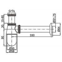 Сифон для раковины AZARIO без выпуска, G 1 1/4 латунь, хром арт-AZ-107-CHR — фото 3, Сифоны для раковины