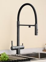 Cмеситель TORRE GR из нержавеющей стали для кухни BOCH MANN, с гибким изливом, цвет СЕРЫЙ BM11170 — фото 1, Смесители для кухни