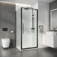 Душевое ограждение Niagara Nova NG-35-10AGR-A100GR-34 (100х100х195) квадрат,распашная,графит,стекло прозрачное,2 места — фото 1, Квадратные душевые уголки