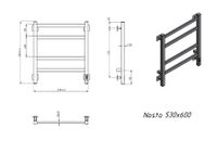 Полотенцесушитель электрический Grota Nosto 530х600 черный Nosto 530х600 RAL9005 EL — фото 4, Электрические полотенцесушители