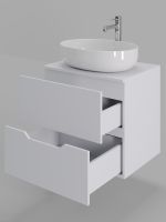 Orange Line тумба с раковиной подвесная 60 см, белый арт-Li-60TuwMDF+B05-520W — фото 6, Тумбы с раковиной