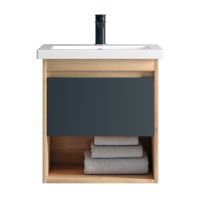 тумба Этюд 60 (Como 60) 1 ящик подвесная графит/дуб золотой без умывальника MFR80037GT — фото 1, Комоды и тумбы для ванной комнаты